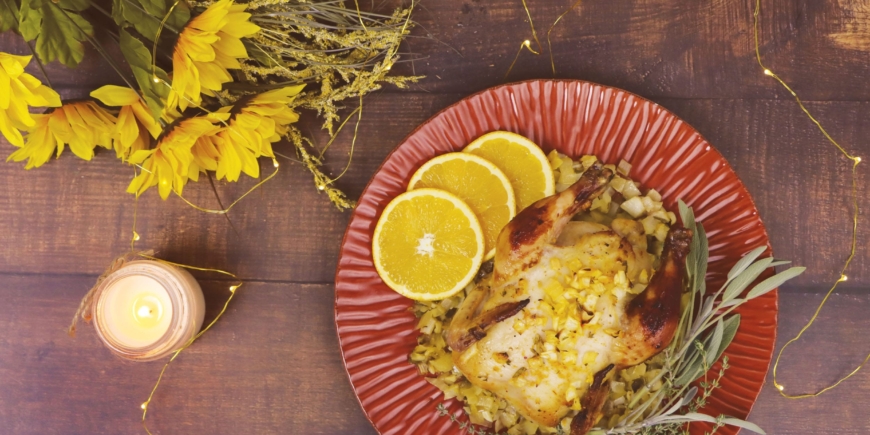 Saffron Honey Glazed Cornish Hens